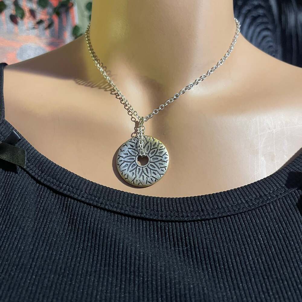 Premier Designs Gold & Silver Tone Reversible Enhancer/Pendant with Necklace
